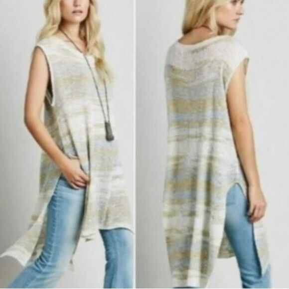 FREE PEOPLE Always Sunny Days Oversized Knit Tunic Top size XS Knit Sleeveless - Picture 1 of 4